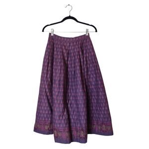 Vtg 70s Pierre Deux Purple Floral Quilted Cotton Pleated Puff Midi Skirt XS Boho